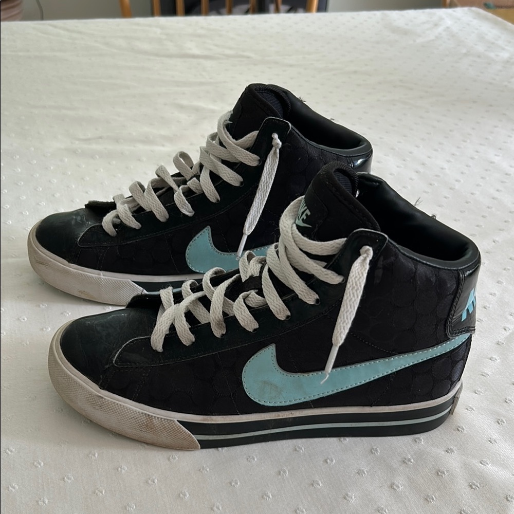 Nike Black and Blue High-Top Sneakers